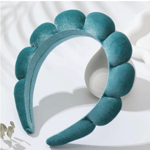 Aqua Velvet Scalloped Headband - Picture 1 of 1